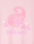 Sleep Mode Dino Mite Knit Viscose PJ Set, Pink, 2-8 product photo View 02 S