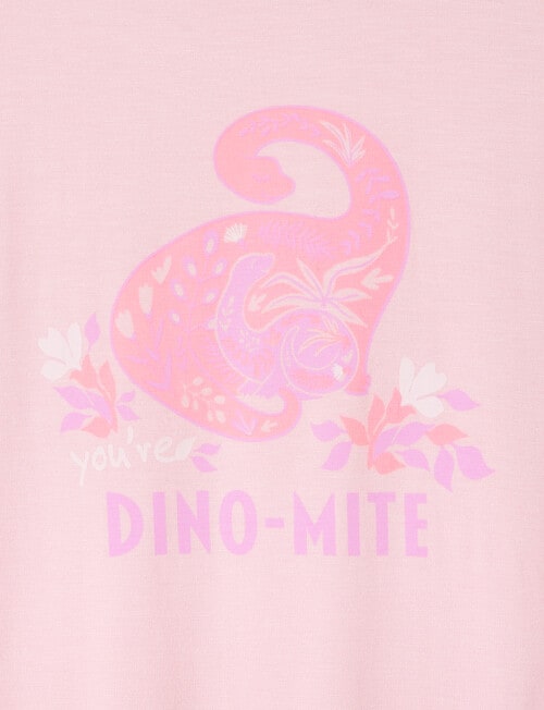 Sleep Mode Dino Mite Knit Viscose PJ Set, Pink, 2-8 product photo View 02 L
