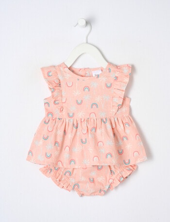 Teeny Weeny Linen Blend Dress & Bloomer 2-Piece Set, Pink product photo