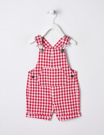 Teeny Weeny Christmas Party Check Woven Shortall, Red product photo