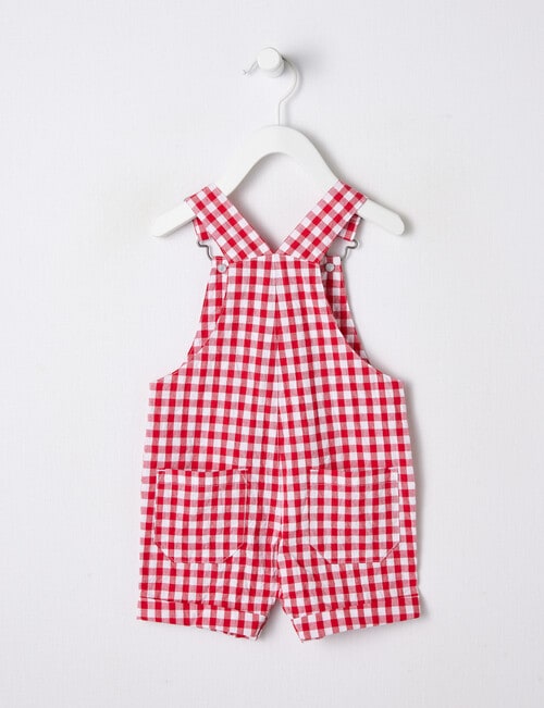 Teeny Weeny Christmas Party Check Woven Shortall, Red product photo View 02 L