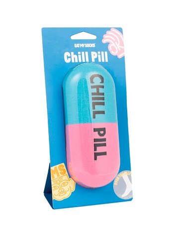 Eat My Socks Chill Pill Sock, Blue & Pink product photo