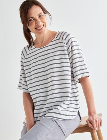 Line 7 Stripe Sterling Top, Gray & White product photo