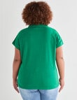 Studio Curve Linen Blend Collar Tee, Green product photo View 02 S