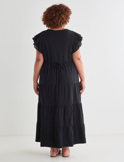 Studio Curve Knit Maxi Dress With Broderie Sleeves, Black - Dresses ...