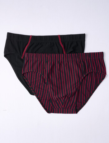 Chisel Vertical Stripe Brief, 2-Pack, Black & Red product photo