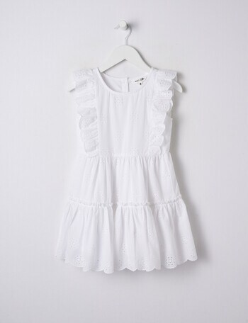 Mac & Ellie Broderie Tiered Dress, White product photo