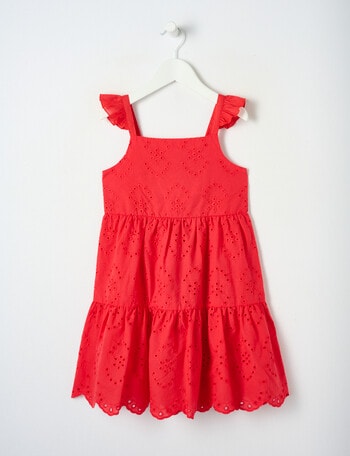 Mac & Ellie Broderie Tiered Dress, Berry Red product photo