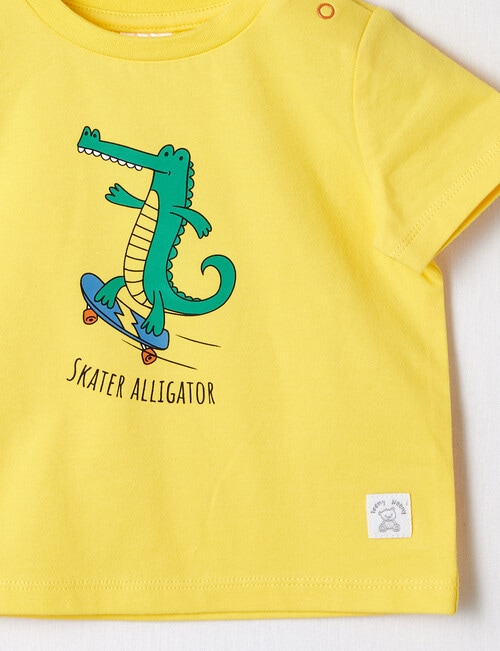 Teeny Weeny Skater Alligator Short Sleeve Tee, Yellow product photo View 02 L
