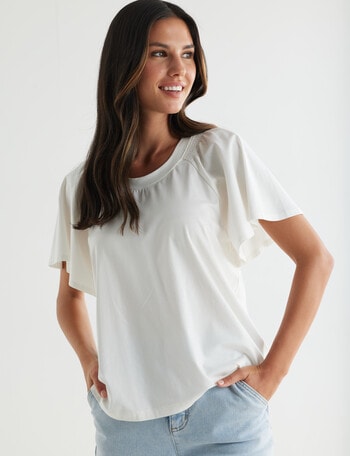 Whistle Flutter Sleeve Tee, Ivory product photo