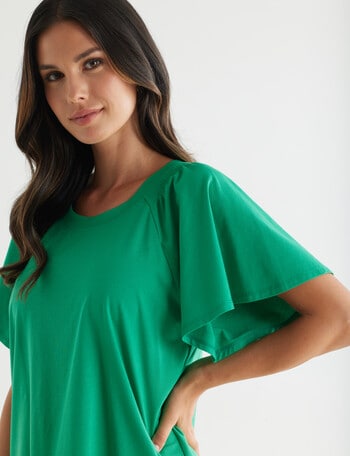 Whistle Flutter Sleeve Tee, Bright Green product photo