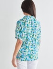 Ella J Floral Short Sleeve Shirt, Turquoise product photo View 02 S