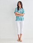 Ella J Floral Short Sleeve Shirt, Turquoise product photo View 03 S