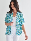 Ella J Floral Short Sleeve Shirt, Turquoise product photo View 04 S