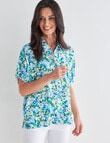 Ella J Floral Short Sleeve Shirt, Turquoise product photo View 05 S