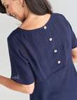 Ella J Button Back Top, Navy product photo View 05 S