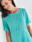 Ella J Button Back Top, Turquoise product photo View 04 S