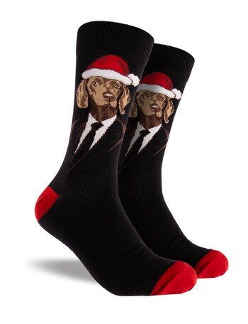 Mitch Dowd Christmas Hound Cotton Crew Sock, Black product photo