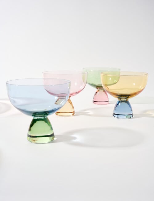 Salt&Pepper Duet Dessert Bowl, Set of 4, Pink, Blue, Green & Orange product photo