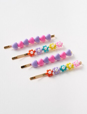 Switch Peace And Love Hair Slider Clip, 4-Piece, Pink product photo