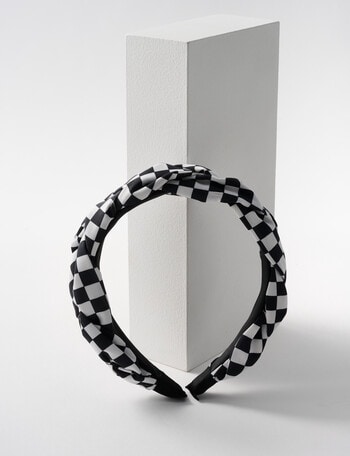 Switch Gingham Knot Headband, Black & White product photo