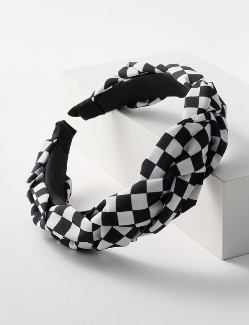 Switch Gingham Knot Headband, Black & White product photo View 02 L