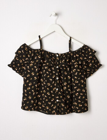 Switch Floral Off Shoulder Top, Black product photo