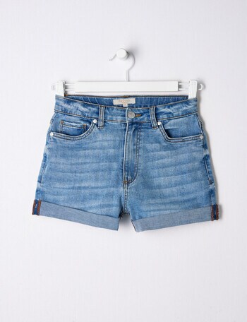 Switch High Rise Stretch Denim Short, Mid Blue product photo