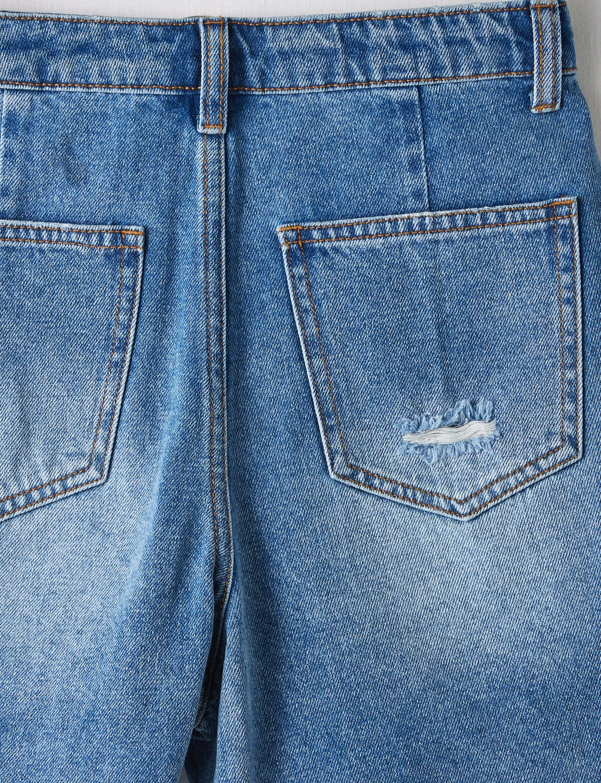 Switch Distressed Denim High Waist Short, Mid Blue - Shorts