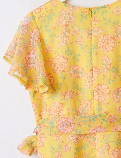 Switch Chiffon Wrap Dress Floral, Yellow product photo View 02 L