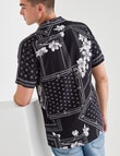 Tarnish Floral Bandana Short Sleeve Shirt, Black product photo View 02 S