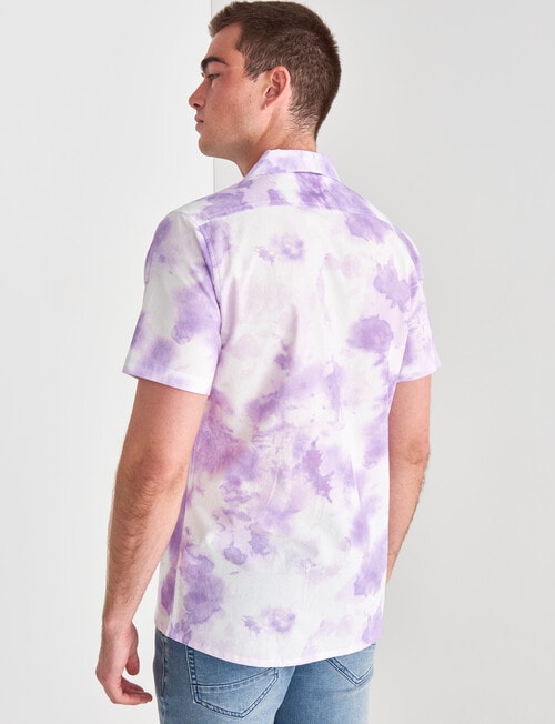 Tarnish Tie Dye Short Sleeve Shirt, Purple & White product photo View 02 L