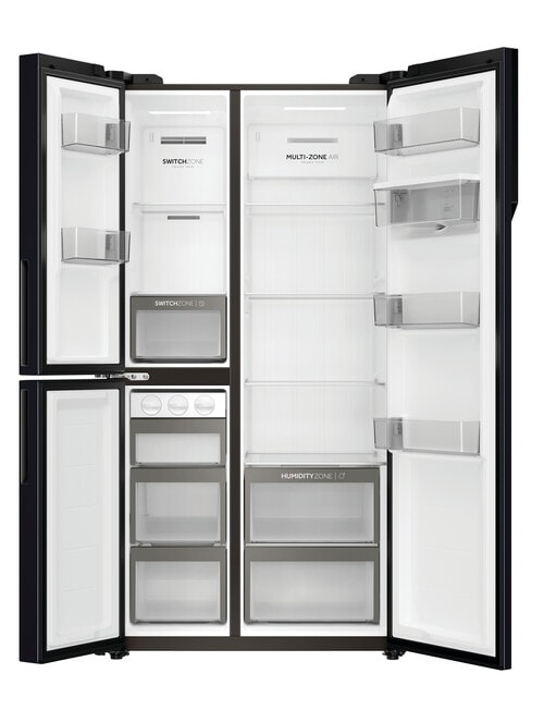 Haier 575L Three-Door Side by Side Fridge Freezer with Water Dispenser, Black, HRF575XHC product photo View 03 L