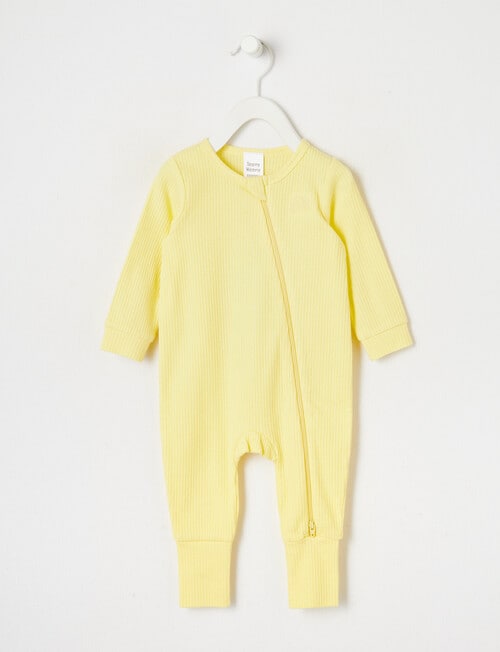 Teeny Weeny Rib Sleepsuit, Bright Yellow product photo