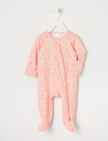 Teeny Weeny Peach Ditsy Sleepsuit, Peach product photo