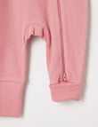 Teeny Weeny Waffle Sleepsuit, Pink Candy product photo View 03 S