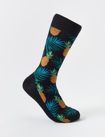 Mazzoni Tropical Pineapple Viscose Bamboo-Blend Sock, Black product photo