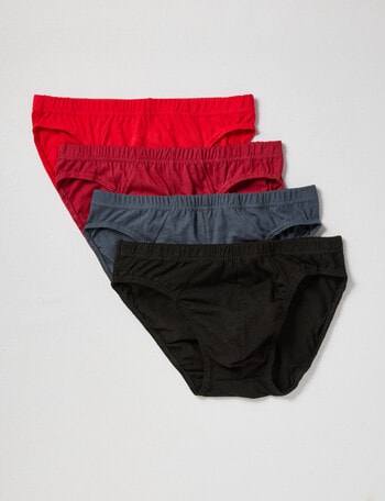 Chisel Cotton Brief, 4-Pack, Black, Red, Burgundy & Grey product photo
