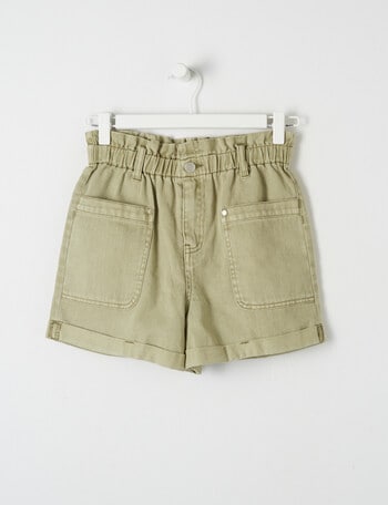 Switch Paperbag Waist Shorts, Khaki product photo