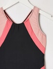 Wavetribe Sporty Colourblock Sleeveless Swimsuit, Black & Pink product photo View 03 S