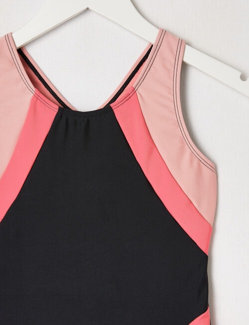 Wavetribe Sporty Colourblock Sleeveless Swimsuit, Black & Pink product photo View 03 L