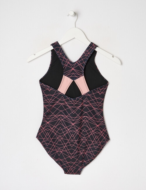 Wavetribe Geometric Print Sleeveless Swimsuit, Black & Pink product photo View 02 L