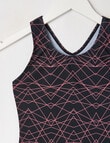 Wavetribe Geometric Print Sleeveless Swimsuit, Black & Pink product photo View 03 S