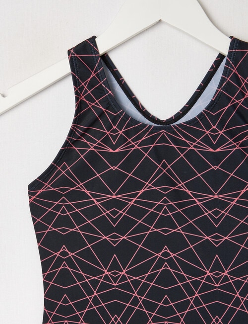 Wavetribe Geometric Print Sleeveless Swimsuit, Black & Pink product photo View 03 L