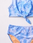 Wavetribe Tie Dye Tie Front Two-Piece Swimsuit, Blue product photo View 02 S