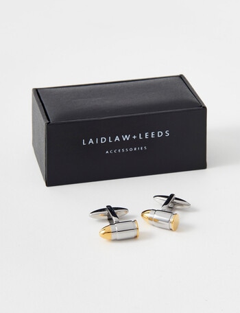 Laidlaw + Leeds Gold Tip Cufflinks, Silver product photo