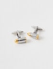 Laidlaw + Leeds Gold Tip Cufflinks, Silver product photo View 02 S