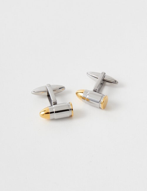 Laidlaw + Leeds Gold Tip Cufflinks, Silver product photo View 02 L
