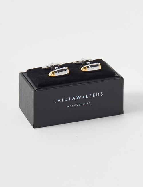 Laidlaw + Leeds Gold Tip Cufflinks, Silver product photo View 03 L