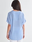 Ella J Stripe Short Sleeve V-Neck Top, Blue & White product photo View 02 S
